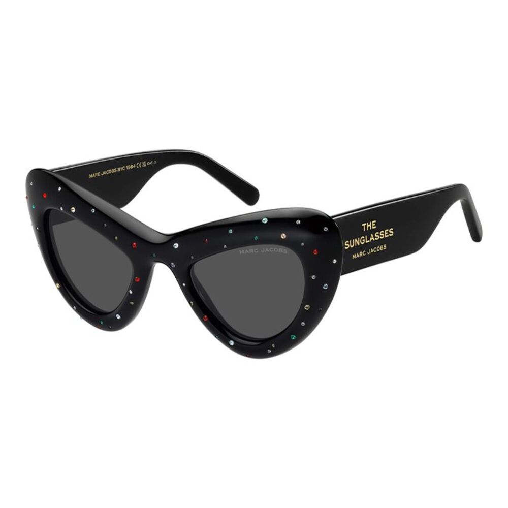 Marc Jacobs Sunglasses Cat Eye Full Rim, Black Crystals Frame and Grey Lens